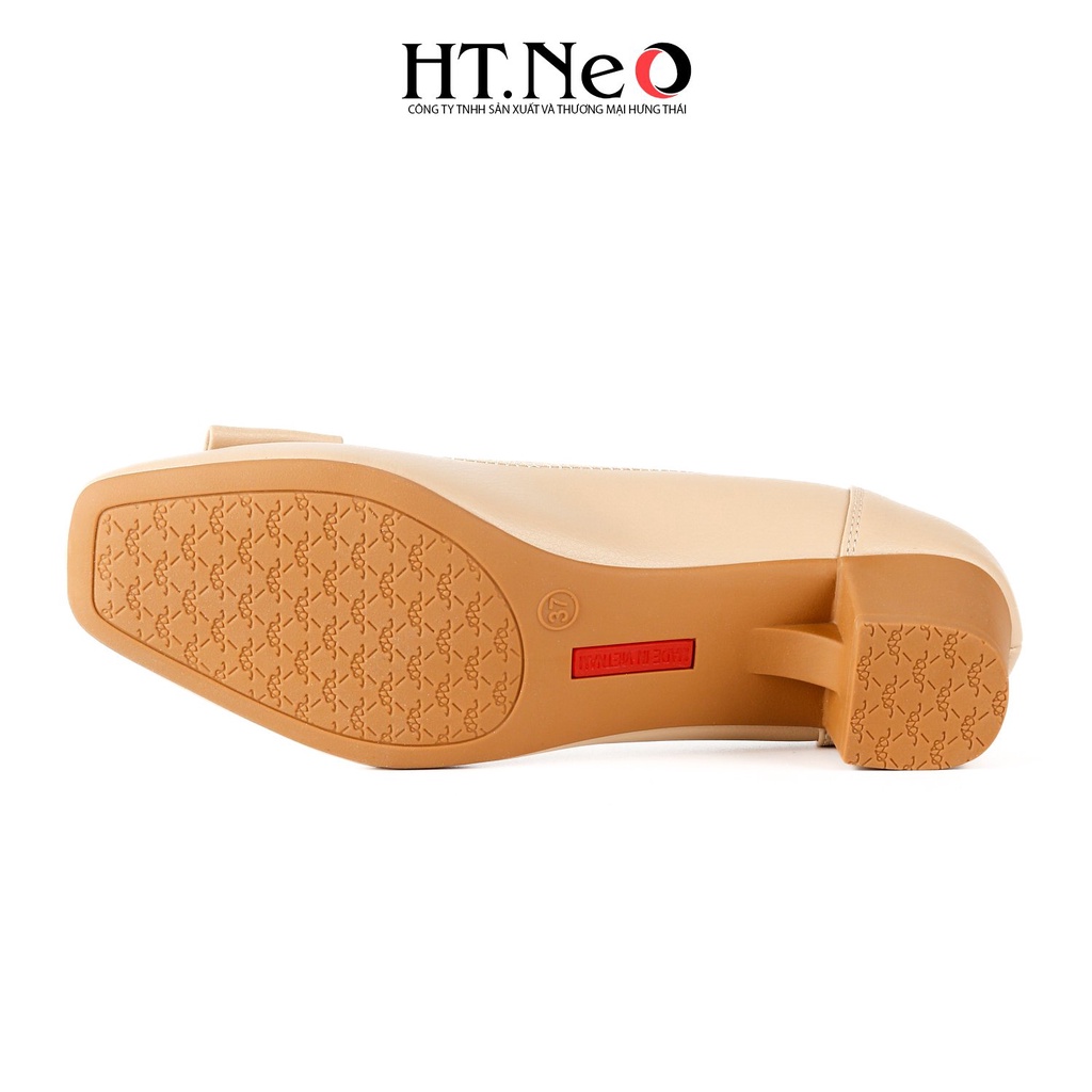 Giày cao gót HT.NEO Thiết kế da mềm mại, đế cao 5 cm, đính khuy cực xinh CS256