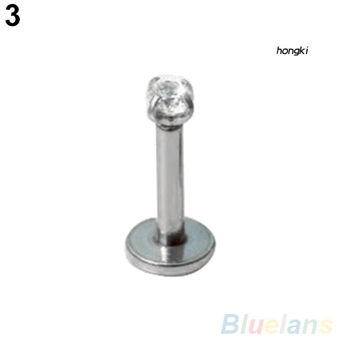 Set 2 khuyên tai xỏ môi/lưỡi đính đá zircon thời trang cá tính