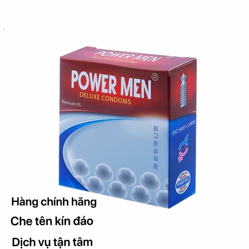 Bao cao su POWER MEN ngọc trai gân gai hộp 3 cái