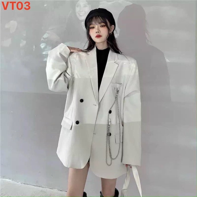 Áo Blazer Hàn quốc. Nam Nữ  Form  Rộng.  có Độn Vai  .có kèm theo phụ kiện