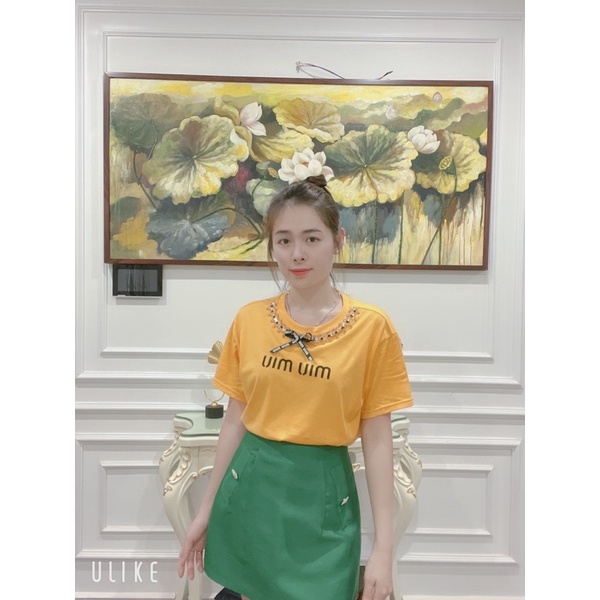 ÁO PHÔNG VIỀN CỔ CƯỜM KHÂU TAY KÈM NƠ VẢI XINH XẮN