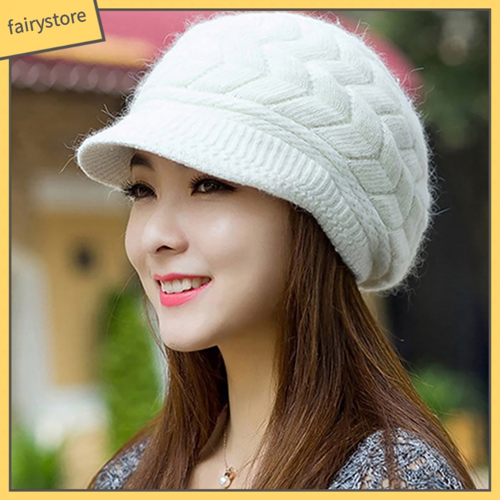 Mũ Beret Dệt Kim Màu Trơn Thời Trang Mùa Đông Cho Nữ