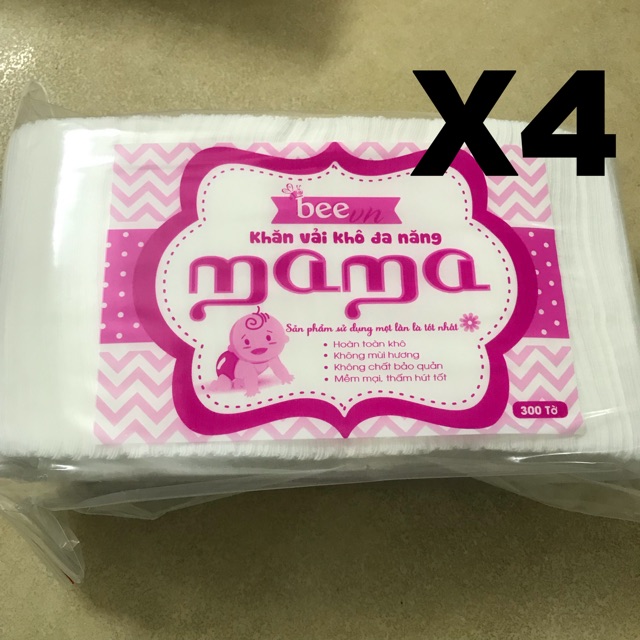 4 gói khăn vải khô đa năng Mama