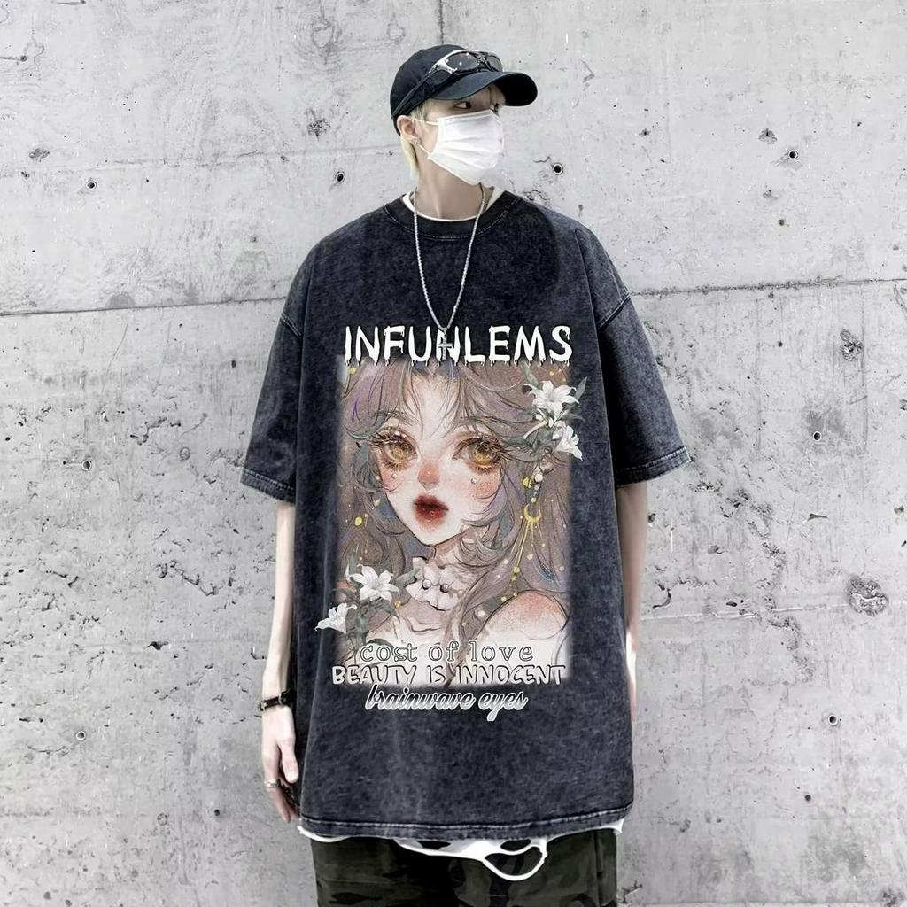 Áo Thun Tay Ngắn Dáng Rộng In Chữ Phong Cách Hip Hop Thời Trang Mùa Hè Cho Nam Giới Có 5 Màu Size M-5XL