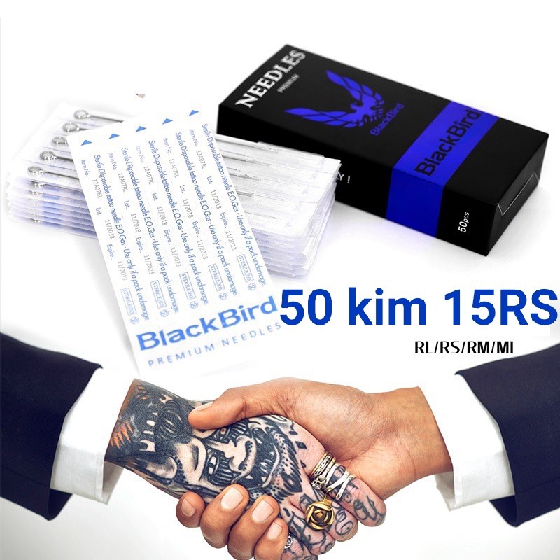 50 kim xăm 15RS tròn đánh bóng Black Brid ( kim không kèm ngòi)