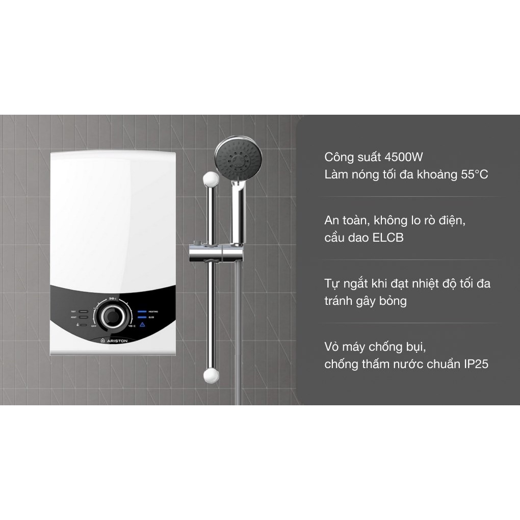 Máy Nước Nóng Trực Tiếp Ariston SMC45PE SBS VN (Bơm) & SMC45E SBS VN (Không Bơm) (mẫu mới SBS)