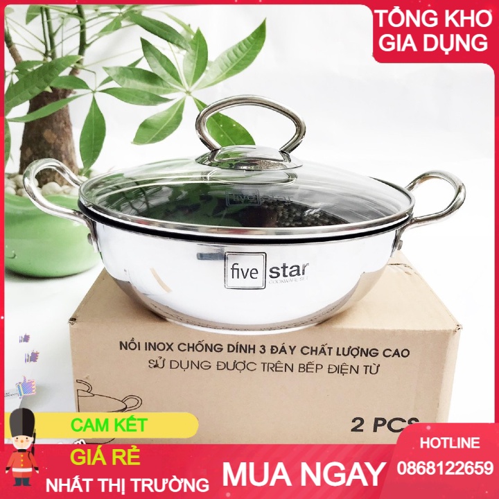 Nồi Kho Cá 3 Đáy Chống Dính (22cm/18cm / 20cm) Fivestar ( bảo hành 5 năm )