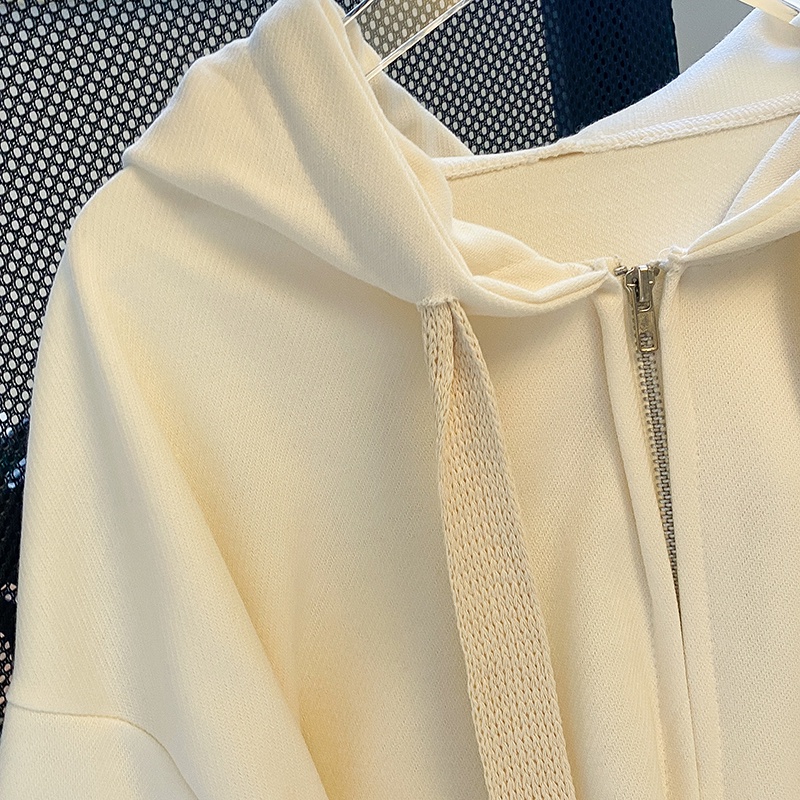 Áo khoác cardigan ZHELIHANGFEI tay dài dáng rộng có mũ trùm đầu thêu họa tiết thời trang