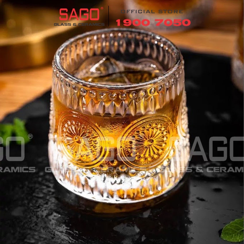 Ly Thủy Tinh Deli Vintage whi.ky Rock Glass 170ml | Tùy Chọn Họa Tiết