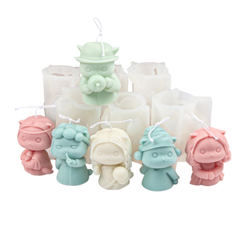 Khuôn silicone tạo hình làm nến hình chú mèo đáng yêu