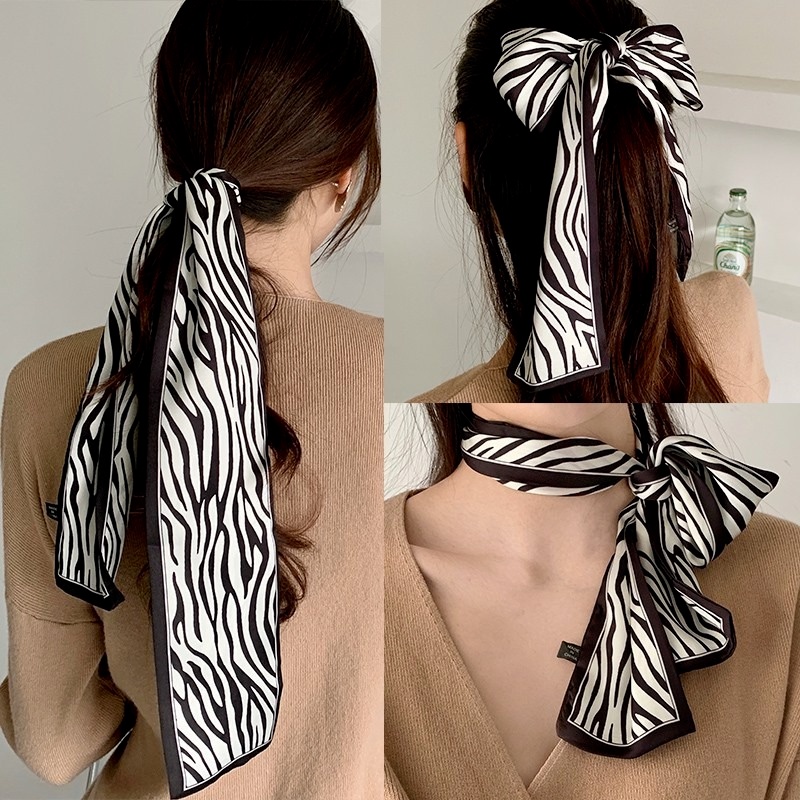 Dây Buộc Tóc Vải Satin Dáng Dài Thắt Nơ Kiểu Pháp Cổ điển Dễ Thương Hàn Quốc