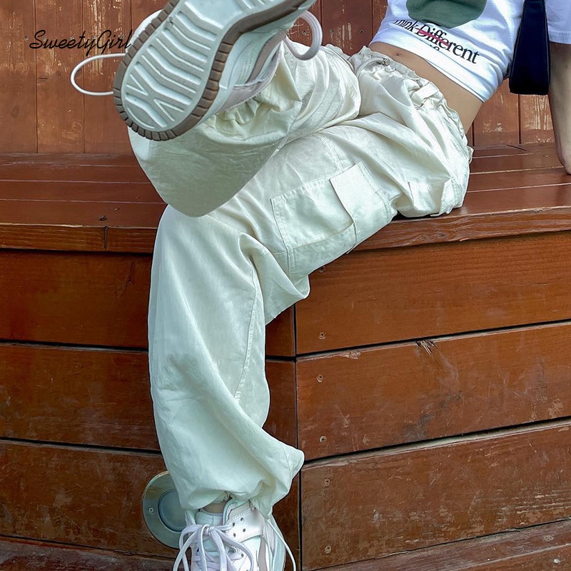 Quần Thể Thao Ống Rộng Lưng Thấp Màu Trơn 2022 Dành Cho Nữ