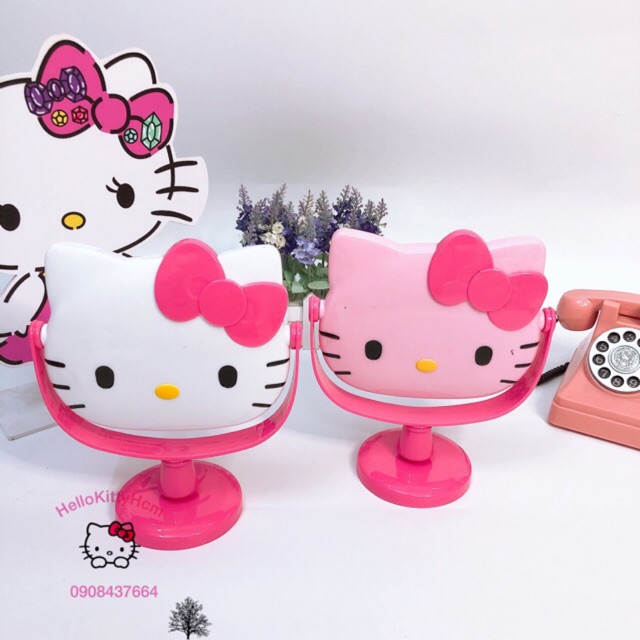 Gương bàn đầu mèo Hello Kitty