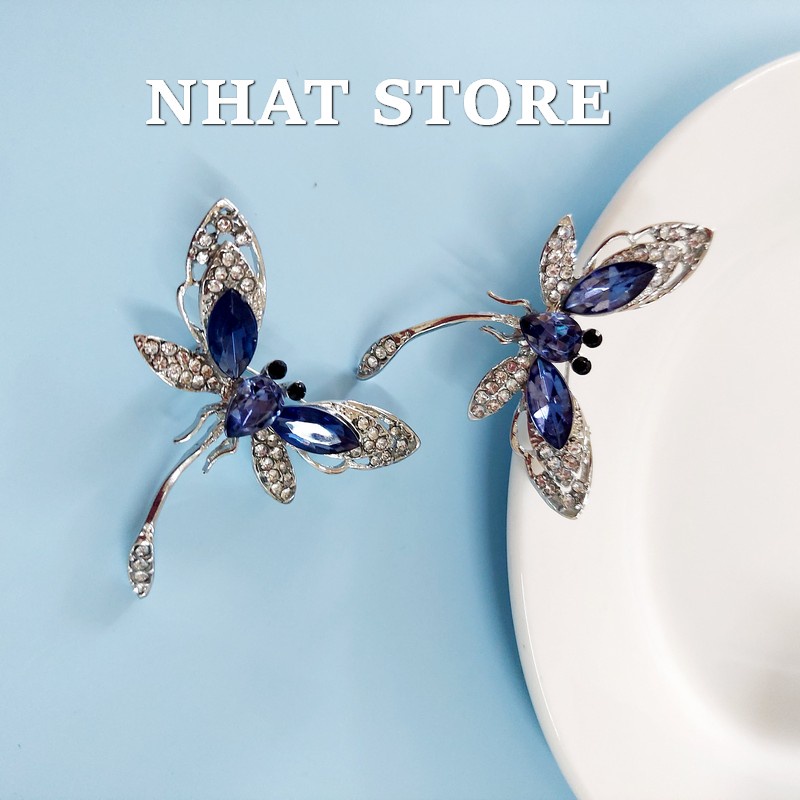 Tag ghim cài áo cao cấp, cài áo hình chuồn chuồn size 5.2 x 4.5cm Nhat Store