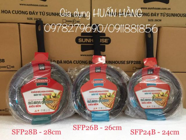 [Mới chính hãng]CHẢO TỪ CHỐNG DÍNH VÂN ĐÁ KIM CƯƠNG SIÊU BỀN SUNHOUSE SFP24B SFP26B SFP28B