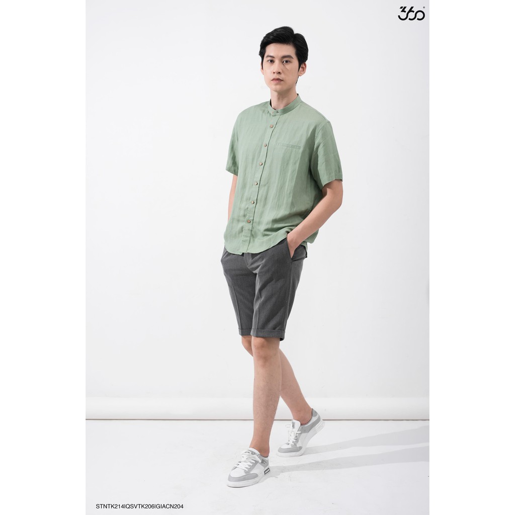 Áo sơ mi nam 360BOUTIQUE ngắn tay cổ tàu-STNTK214 | BigBuy360 - bigbuy360.vn