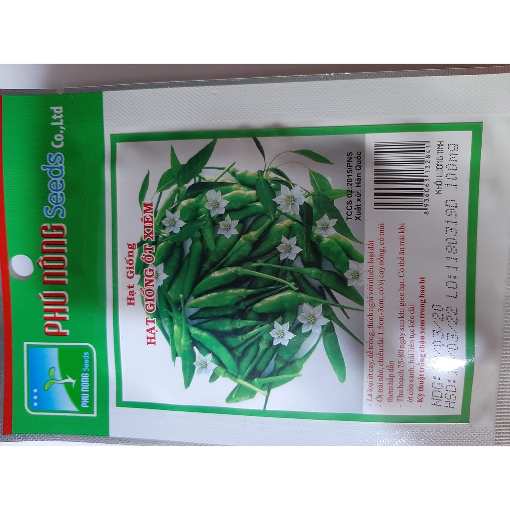 Hạt giống ớt xiêm Phú Nông (100mg/gói)