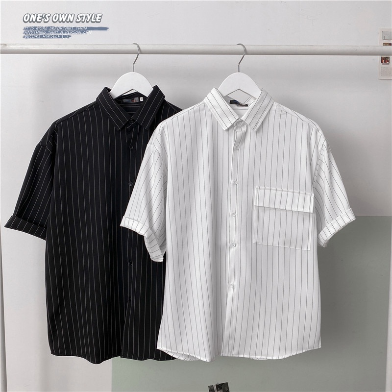 Summer Korean style plaid short-sleeved shirt for men, size M-3XL, 2 colors optional