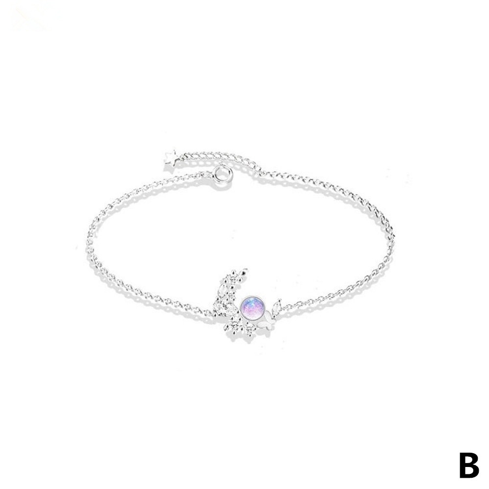 Vòng Tay Mạ Bạc 925 Mặt Hình Hoa Hồng Và Mặt Trăng Thời Trang Cho Nữ