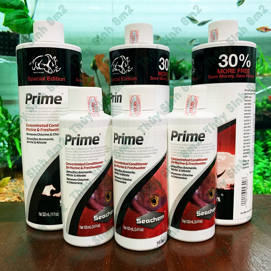 Khử Độc Nước Hồ Cá Tép SEACHEM Prime - Khử Clo nước máy, Cloramin, Amoniac, NO2, NO3, kim loại nặng - 8m2