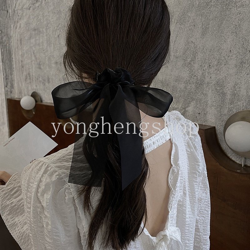 Dây Cột Tóc Co Giãn Đính Nơ Lưới Cỡ Lớn Thời Trang Cho Nữ