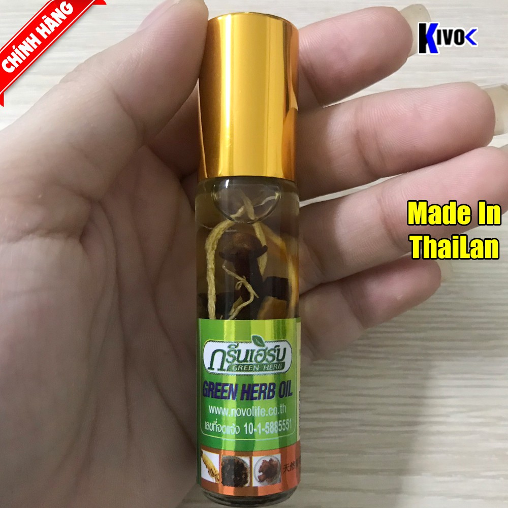 Combo 12 Chai Dầu Lăn Nhân Sâm Thảo Dược Thái Lan GREEN HERB OIL Cao Cấp 8ML