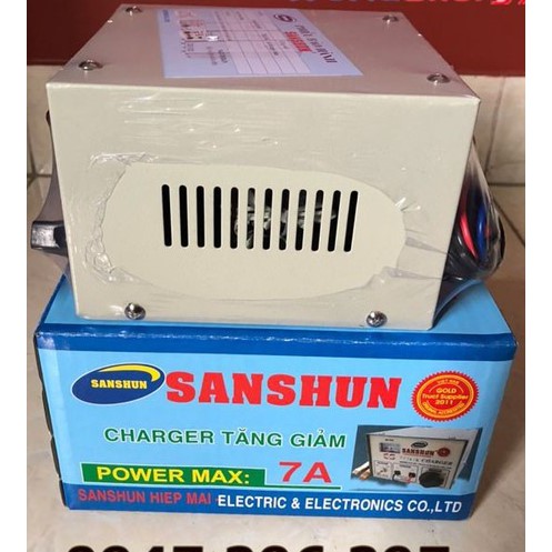 Sạc bình ắc quy 6V hoặc 12V Sanshun 7Ah chính hãng