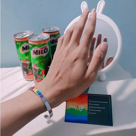 Vòng tay lắc tay màu cầu vồng pride rainbow thép titan không rỉ