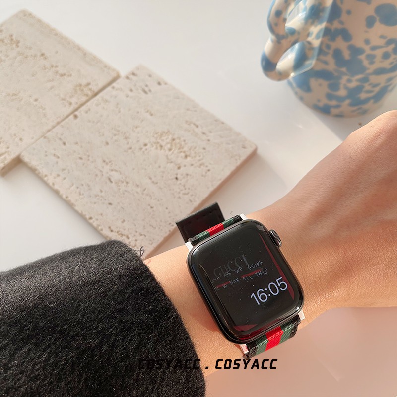 Dây Đeo Đồng Hồ Bằng nylon Họa Tiết Kẻ Sọc Thời Trang Dành Cho iwatch series 8 7 6 5 3 4 2 SE 41mm 45mm 40mm 44mm 42mm 38mm