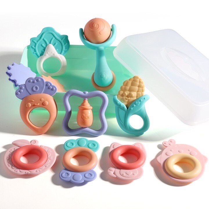Bộ đồ chơi xúc xắc gặm nướu Baby Ratle cao cấp cho bé chất liệu nhựa an toàn ABS và nhựa mềm silicon