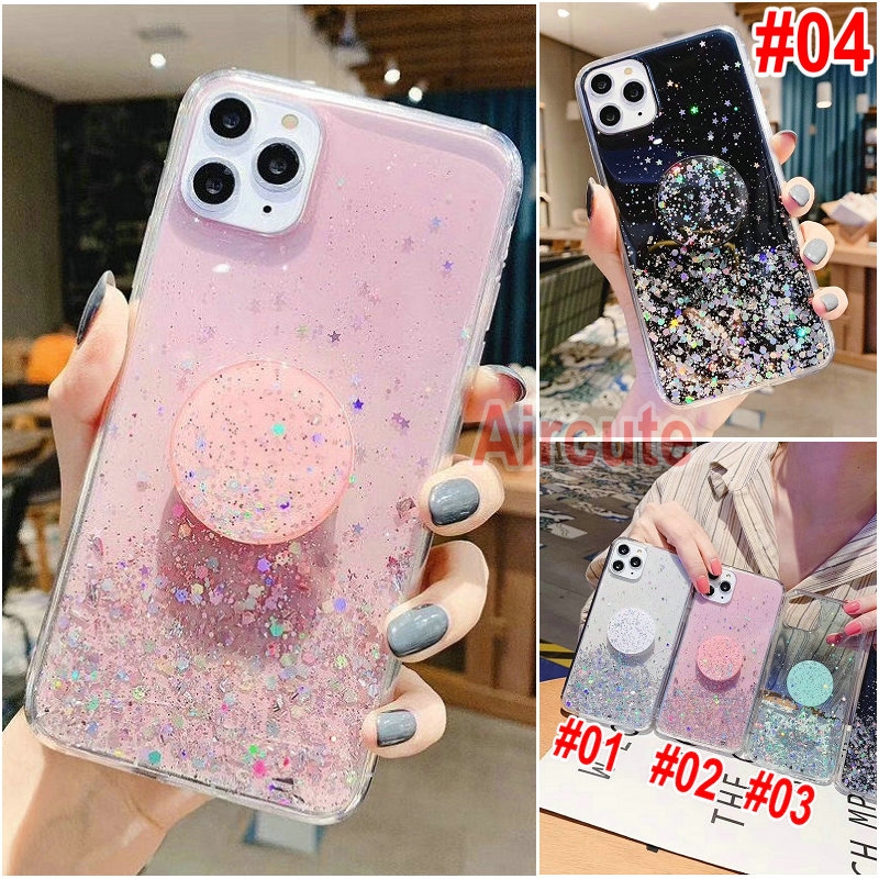 Ốp điện thoại đính sequin có giá đỡ cho iPhone 11 12 Mini 10 X XR Xs Pro Max 5 5s SE 2020 6 6s 7 8 + 6+ 6s+ 7+ 8+