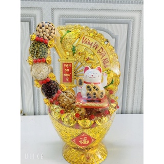Tháp tỏi - Tháp ngọc thực - Tháp mèo trắng thần tài - tháp ngọc thờ thần tài Chiêu Tài Hút Lộc Chưng Ban Thần Tài