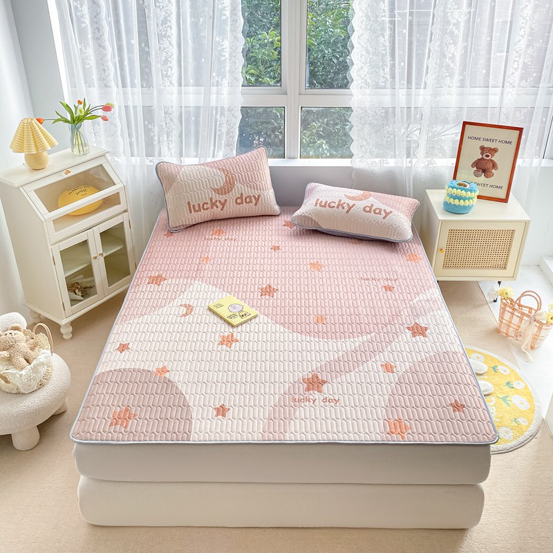 SÉT CHIẾU CAO SU NON ĐIỀU HÒA MÁT LẠNH HỌA TIẾT NÂU CHỦ ĐẠO