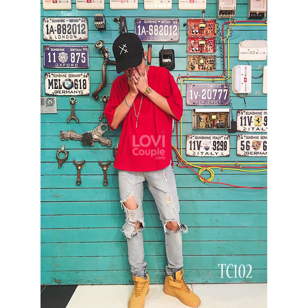 ÁO ĐÔI - Áo Thun Cặp Tay Lỡ Longtee Cá Tính Đẹp TC102 - LoviCouple - Có FeedBack