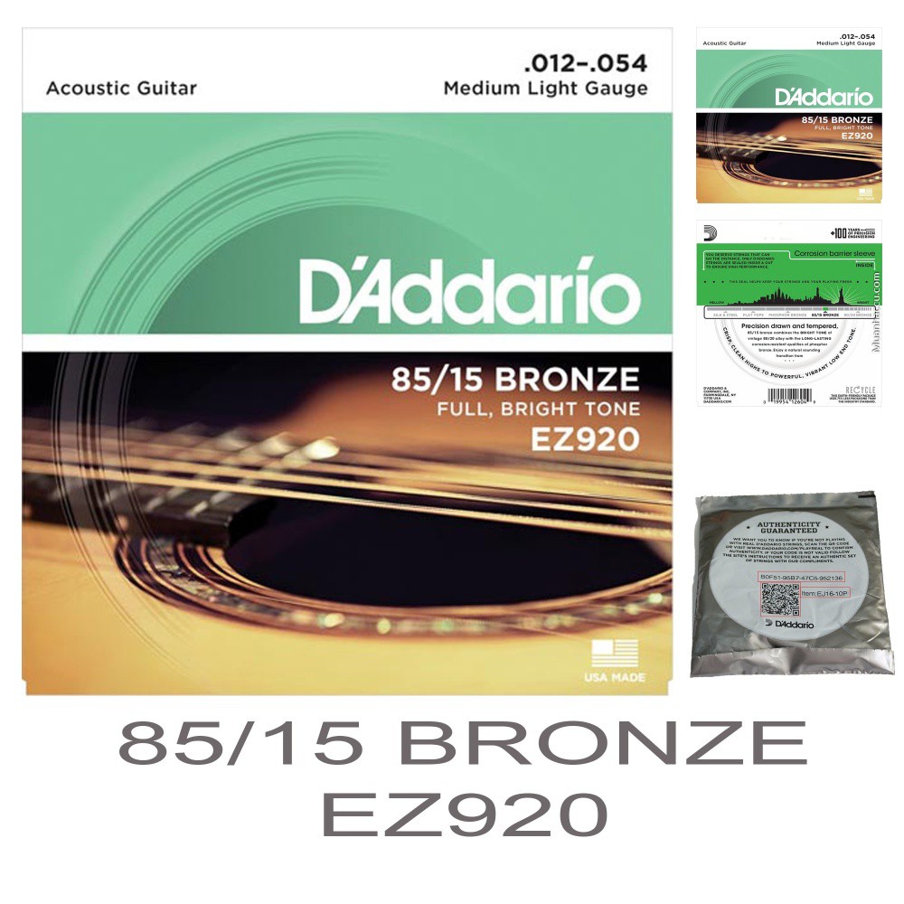 Dây Đàn Guitar Acoustic D'Addario EZ 920 (cỡ dây 12-54)
