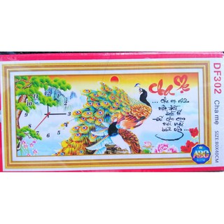 Tranh đính đá đồng hồ cha mẹ df302
