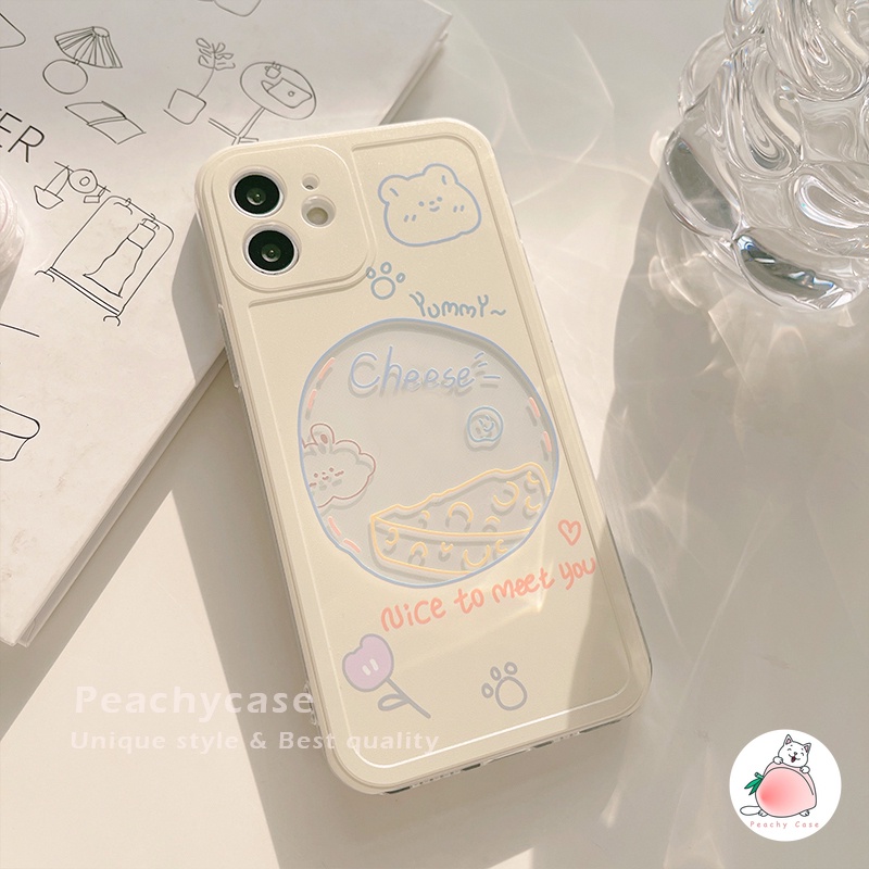 Ốp điện thoại TPU dẻo trong suốt họa tiết chú gấu/ bông hoa dễ thương cho IPHONE 13 11 12 PRO MAX X XS MAX XR 7 8 PLUS