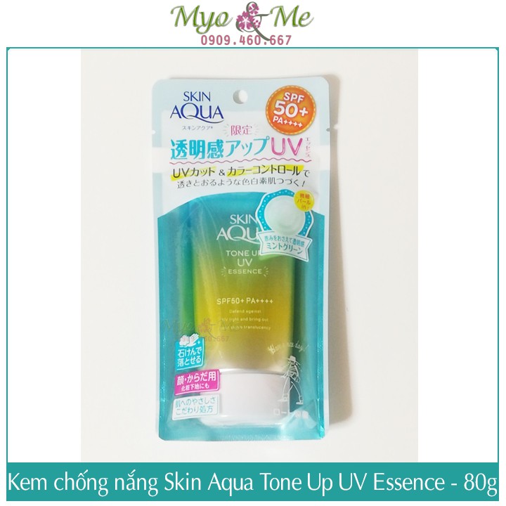 (Limited) Kem chống nắng nâng tone Skin Aqua Tone Up UV Essence Mint Green 80g