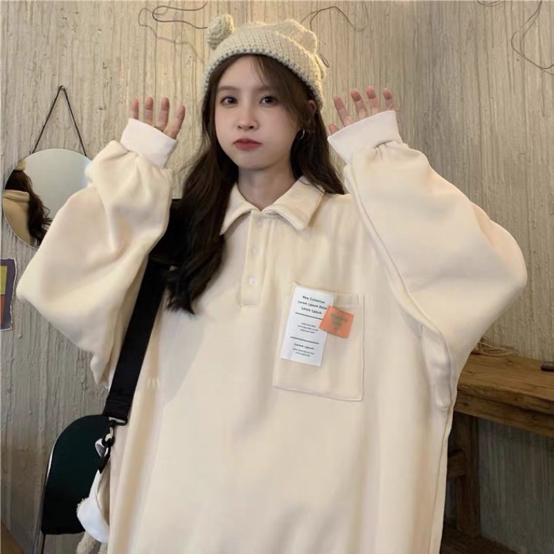 ÁO SWEATER NỈ DÀI TAY CÓ CỔ DÀI TAY