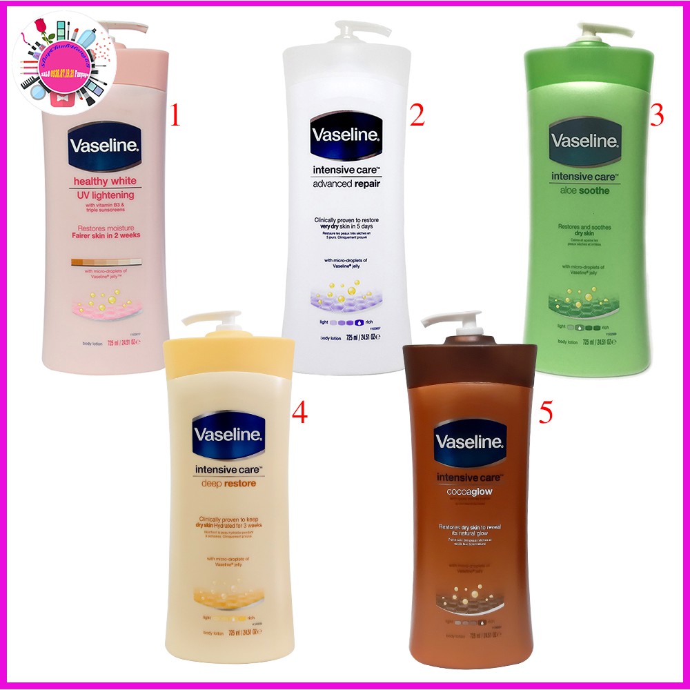 Sữa Dưỡng Thể VASELINE Heathy White Cân Bằng Độ Ẩm - Mịn & Sáng Da 725ml