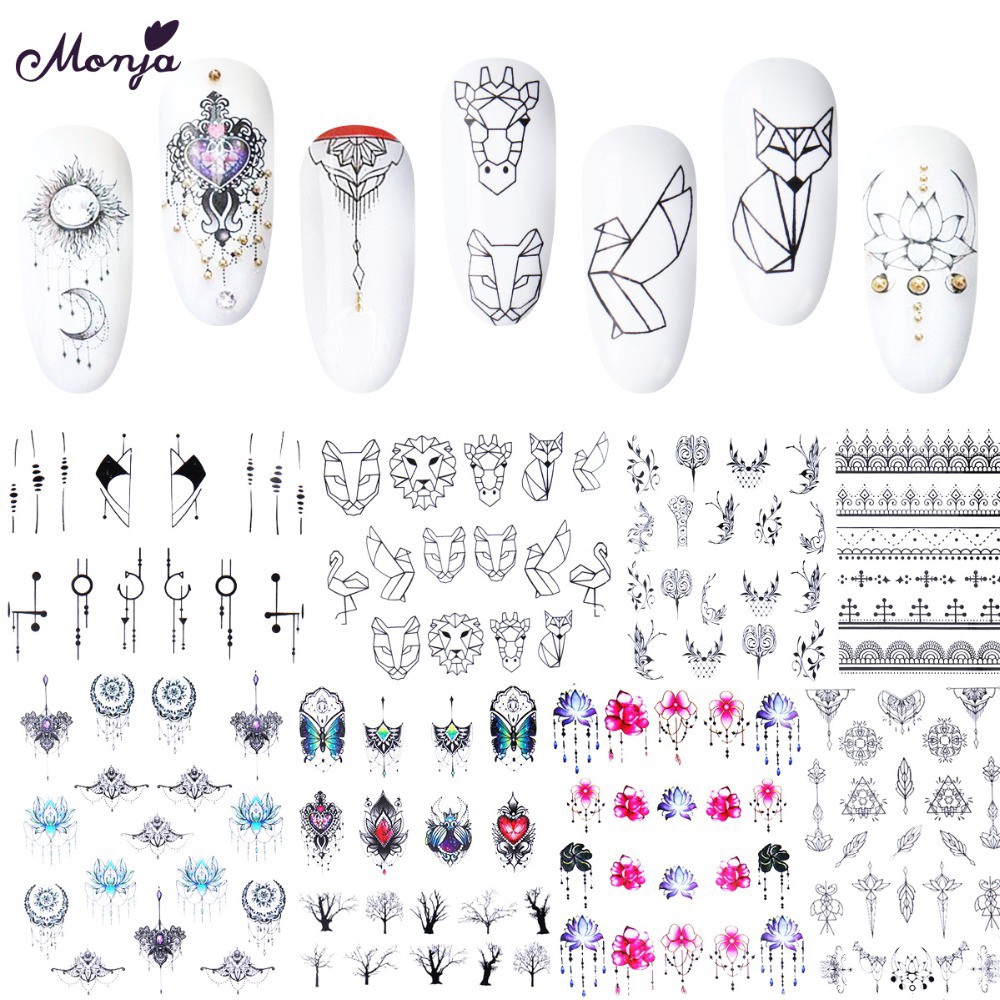 Bộ 24 miếng decal nước dán móng nghệ thuật DIY