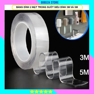 Băng dính 2 mặt trong suốt siêu dính dán được trên mọi bề mặt cuộn dài 3m - 5m