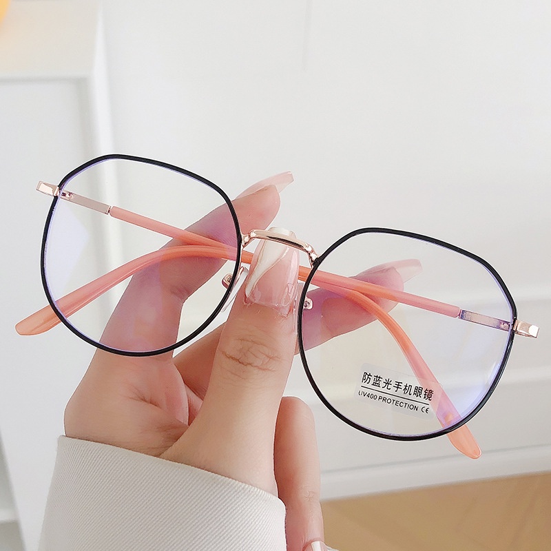 Mắt Kính Gọng Kim Loại Chống Tia Sáng Xanh Phong Cách retro