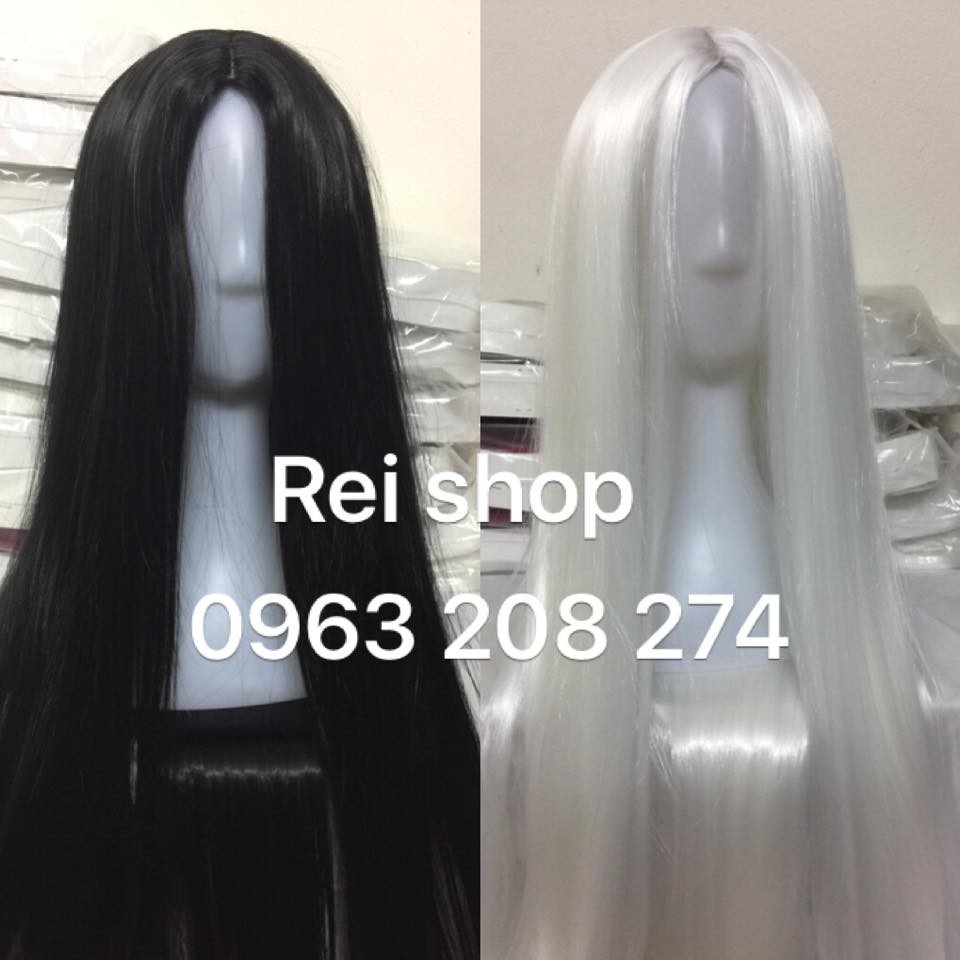 Wig rẽ mái 1m - 2 màu đen trắng - Tóc giả Cosplay