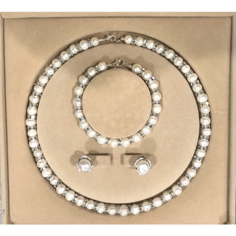 Mã ICBFRI300 giảm10% đơn 249K- Bộ Trang Sức Ngọc Trai 3 Món 9 ly Mix Bi Charm Đá Bạc Thanh Lịch - Ngọc Trai Trường Thịnh