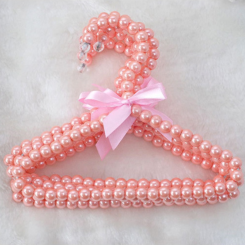 Set 5 Móc Treo Quần Áo Em Bé Bằng Nhựa Đính Ngọc Trai