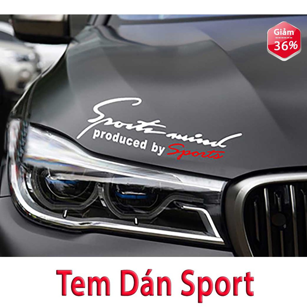 Tem Sport Mind Dán Xe Ô Tô - Tem Ô Tô Thể Thao - Dán Trang Trí Nắp Capô, Thân Xe Ô Tô