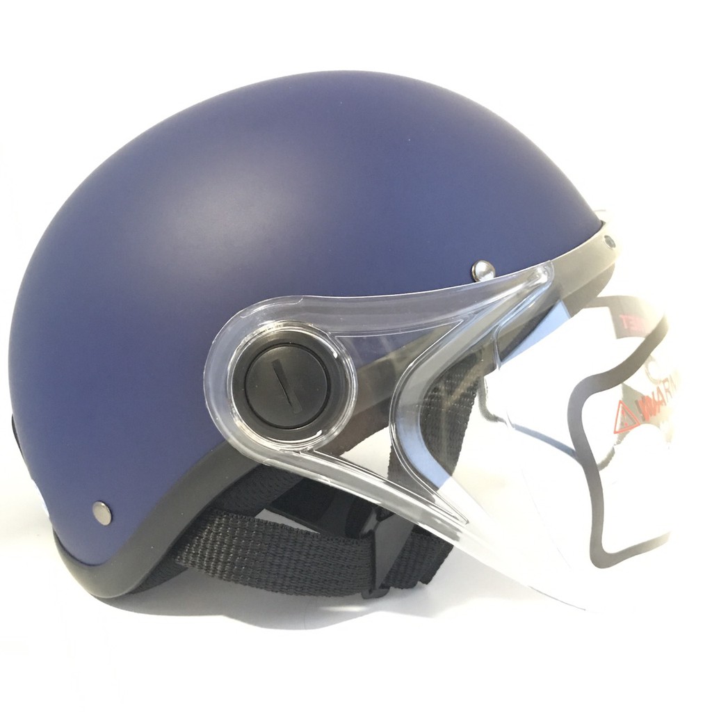 Nón bảo hiểm nửa đầu có kính siêu chất - Amby Helmet - Xanh than nhám