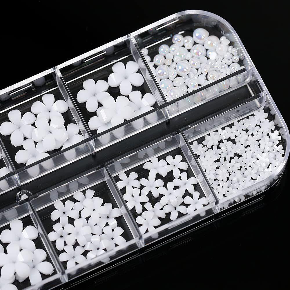 MIH Hộp 12 Ngăn Vỏ Sò / Hoa / Vỏ Sò 3D Trang Trí Móng Tay Nghệ Thuậ