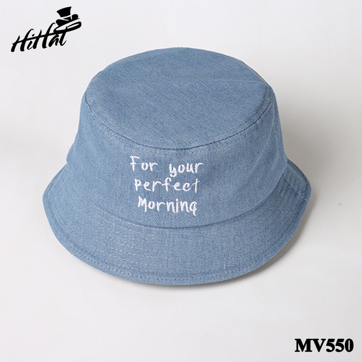 Mũ tai bèo thêu chữ For your perfect morning siêu kute - màu đen